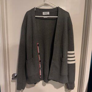 Thom Browne 4-Bar Wool Cardigan — Size 3 (Med Grey, Japan Edition)